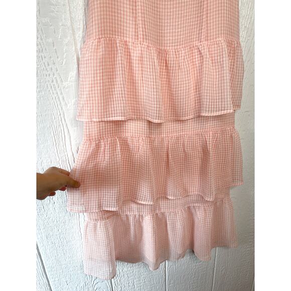 CAPULET Quinn Pink and White Gingham Chiffon Midi Size US XS - Picture 4 of 9